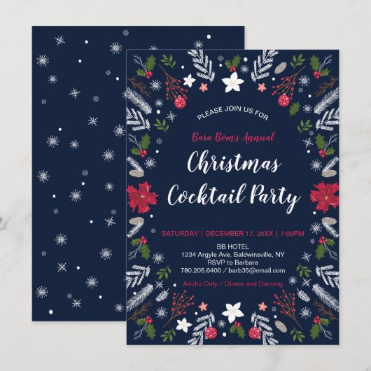 Invitation à une fête de Noël moderne, invitations (Devant / Derrière)