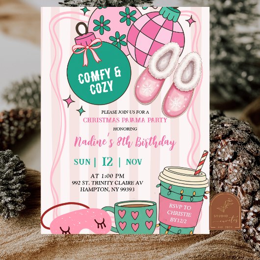 Invitation à une fête de Noël rétro mignonne en py