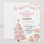 Invitation à une fête de Noël rose (Devant / Derrière)