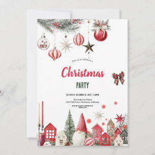 INVITATION À UNE FÊTE DE NOËL ROUGE ET VERTE MERVE