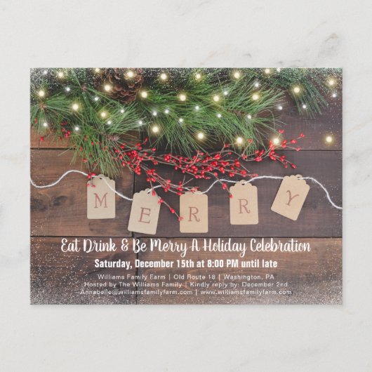 Invitation à une fête de Noël rustique à la campag (Devant)