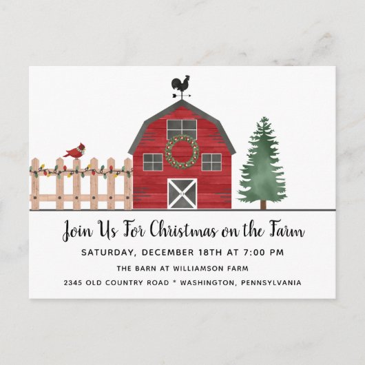 Invitation à une fête de Noël rustique à la ferme (Devant)