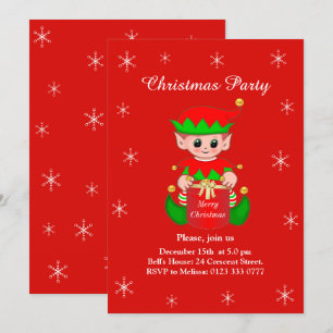 Invitation à une fête de Noël sur fond rouge avec