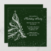 Invitation à une fête de Noël verte et blanche (Devant / Derrière)