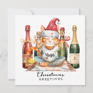 Invitation à une fête de Noël Yoga Santa Cat