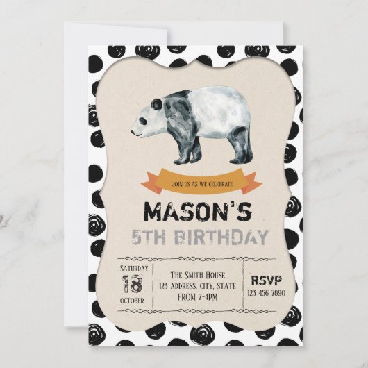 Invitation à une fête de panda mignon (Devant)