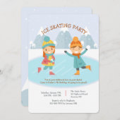 Invitation à une fête de patinage sur glace pour e (Devant / Derrière)