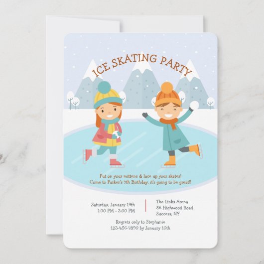 Invitation à une fête de patinage sur glace pour e (Devant)