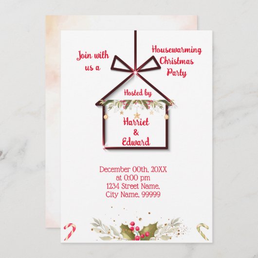 Invitation à une fête de pendaison de crémaillère (Devant / Derrière)