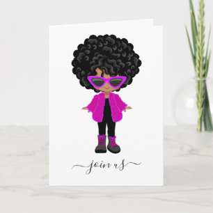 Invitation à une fête de petite fille noire de mod