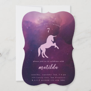 Invitation à une fête de photo de licorne de galax