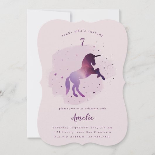 Invitation à une fête de photos de licorne de gala (Devant)