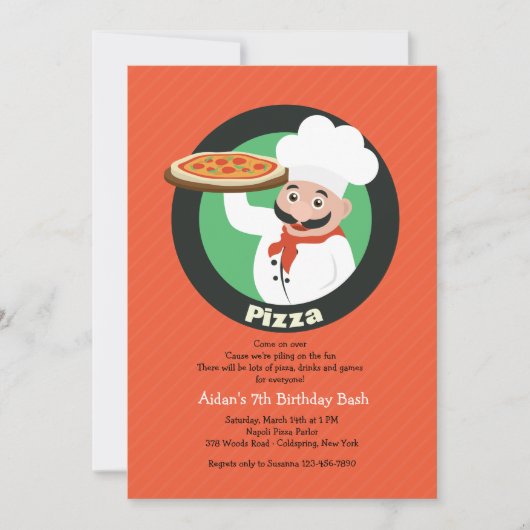 Invitation à une fête de pizza (Devant)