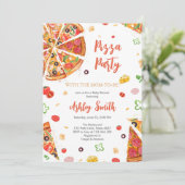 Invitation à une fête de pizza d'anniversaire Pizz (Debout devant)