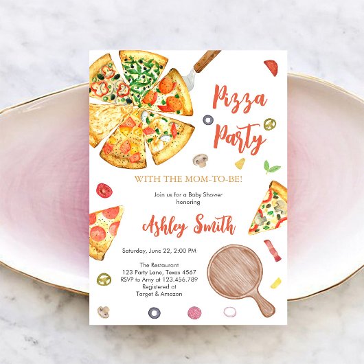 Invitation à une fête de pizza d'anniversaire Pizz