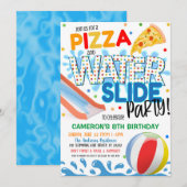 Invitation à une fête de pizza et de toboggan aqua (Devant / Derrière)