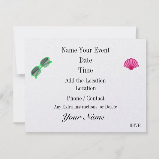 Invitation à une fête de plage (Dos)