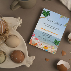 Invitation à une fête de plage, fête de plage fami