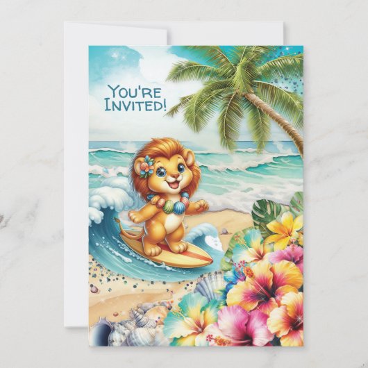 Invitation à une fête de plage pour enfants (Devant)