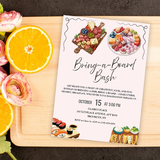 Invitation à une fête de planche de charcuterie