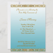 Invitation à une fête de première communion bleue (Dos)