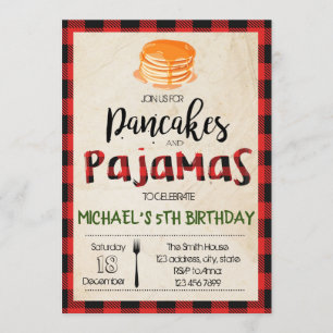 Invitation à une fête de pyjamas en carreaux de bu