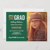 Invitation à une fête de remise de diplômes orange (Devant)