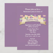 Invitation à une fête de retraite / Cœurs violets (Devant / Derrière)