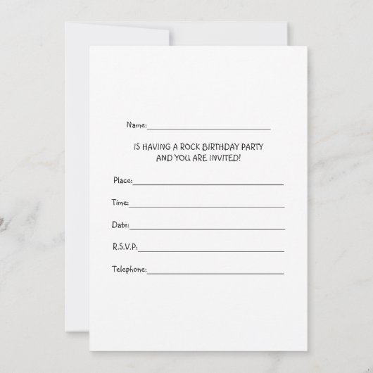 Invitation À Une Fête De Rock (Dos)