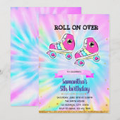 Invitation à une fête de roller à teinture nouée (Devant / Derrière)