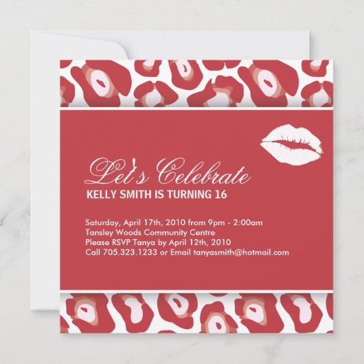 Invitation à une fête de seize ans (Dos)