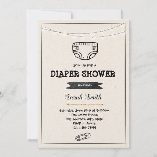 Invitation à une fête de shower de couches (Devant)