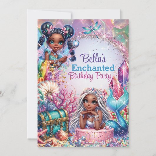 Invitation à une fête de sirène fée fantastique (Devant)