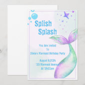 Invitation à une fête de sirène pour filles (Devant / Derrière)