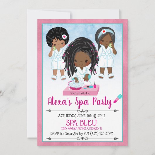 Invitation à une fête de spa afro-américain (Devant)