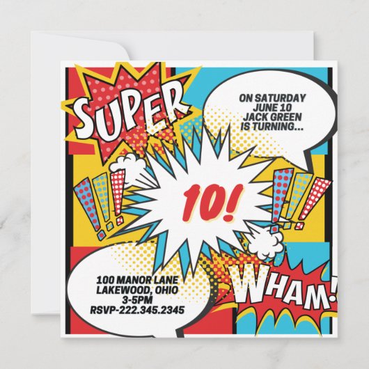 Invitation à une fête de super-héros (Devant)