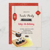 Invitation à une fête de sushi à l'aquarelle (Devant / Derrière)