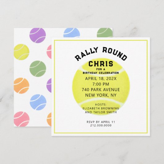 Invitation à une fête de tennis (Devant / Derrière)