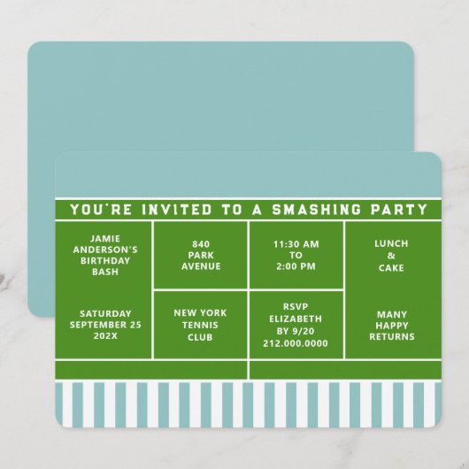 Invitation à une fête de tennis (Devant / Derrière)