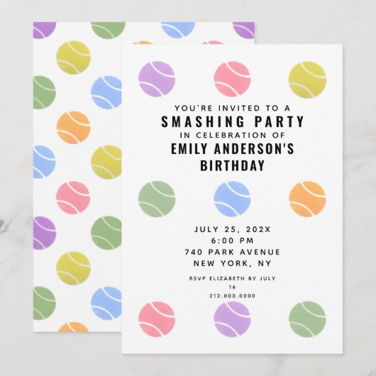 Invitation à une fête de tennis (Devant / Derrière)