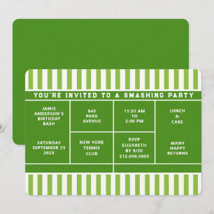 Invitation à une fête de tennis