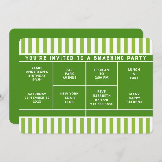Invitation à une fête de tennis (Devant / Derrière)