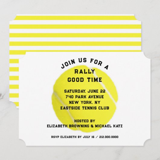 Invitation à une fête de tennis (Devant / Derrière)