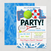 Invitation à une fête de tennis au bord de la pisc (Devant / Derrière)