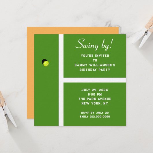Invitation à une fête de tennis créative (Devant/Arrière en situation)