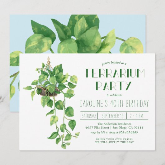 Invitation à une fête de terrarium (Devant / Derrière)
