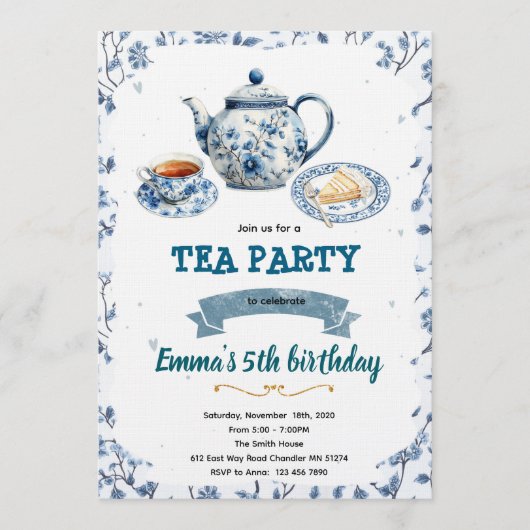 Invitation à une fête de thé dans le style chinois (Devant)