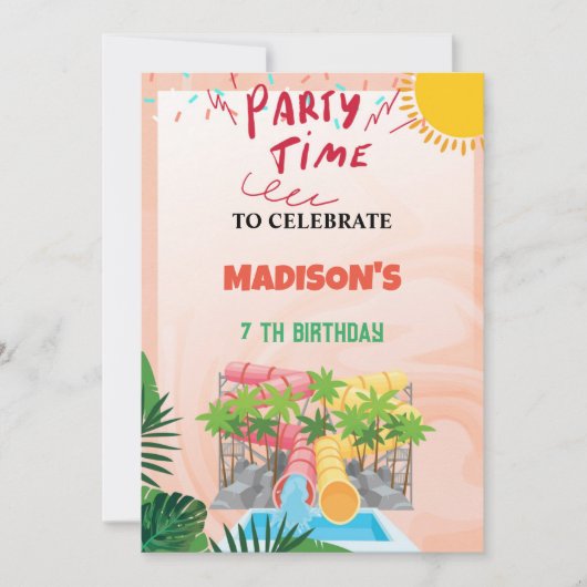 Invitation à une fête de toboggan à eau (Devant)