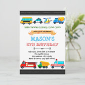 Invitation à une fête de transport mignonne (Debout devant)