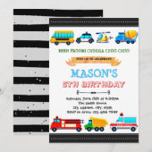 Invitation à une fête de transport mignonne (Devant / Derrière)